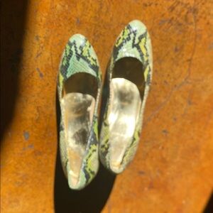 Coach Green and Black Snake-Print Pumps 8B